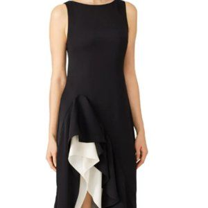 Halston Heritage Gown Dress Black / White Front Slit, Stunning, Size 12